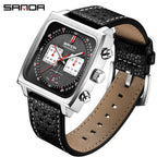 HHSUIRO- Men's Square Large Leather Strap Watch