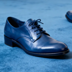 HHSUIRO Retro Blue Leather Shoes for Women